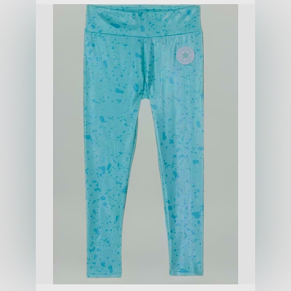 Converse Girl’s shimmer teal Leggings Size Large 12/13 NWT